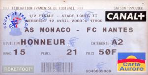 12/04/00    demi finale Coupe de France    Monaco 0/1 Nantes   But : Da Rocha  80e